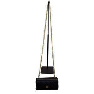 NWOT Daisy Fuentes Small Black Quilted Purse Wallet With Gold Chain